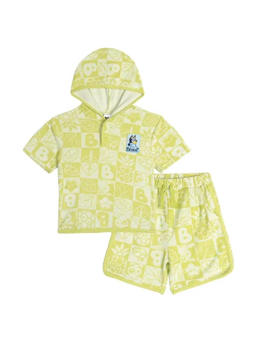 Комплект из худи и шорт с принтом Bluey Bluey Bluey Green Checker