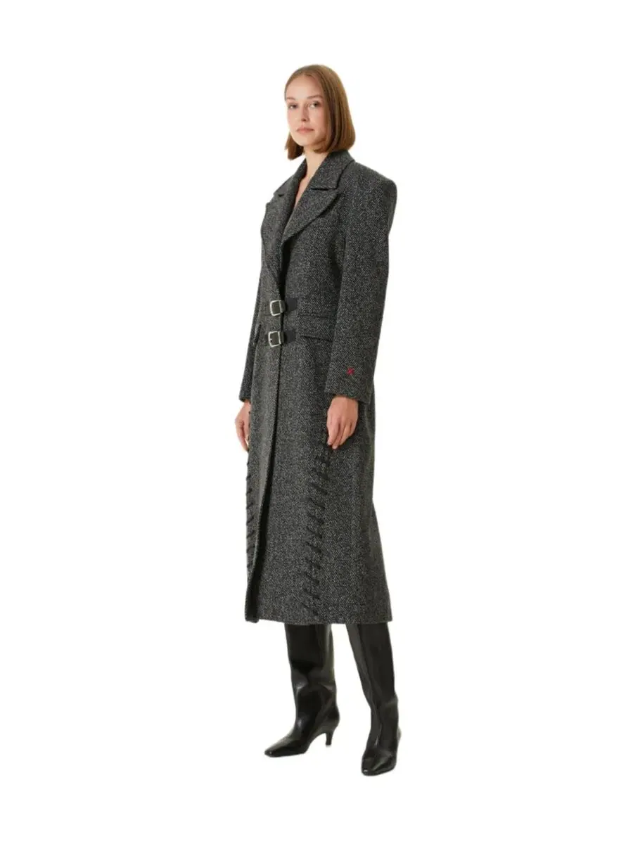Женское пальто из шерсти с кашемиром с длинным рукавом, модель Overcoat PCFG — изображение 3 из 8, серый