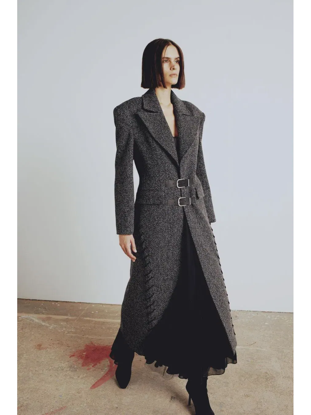Женское пальто из шерсти с кашемиром с длинным рукавом, модель Overcoat PCFG — изображение 4 из 8, серый