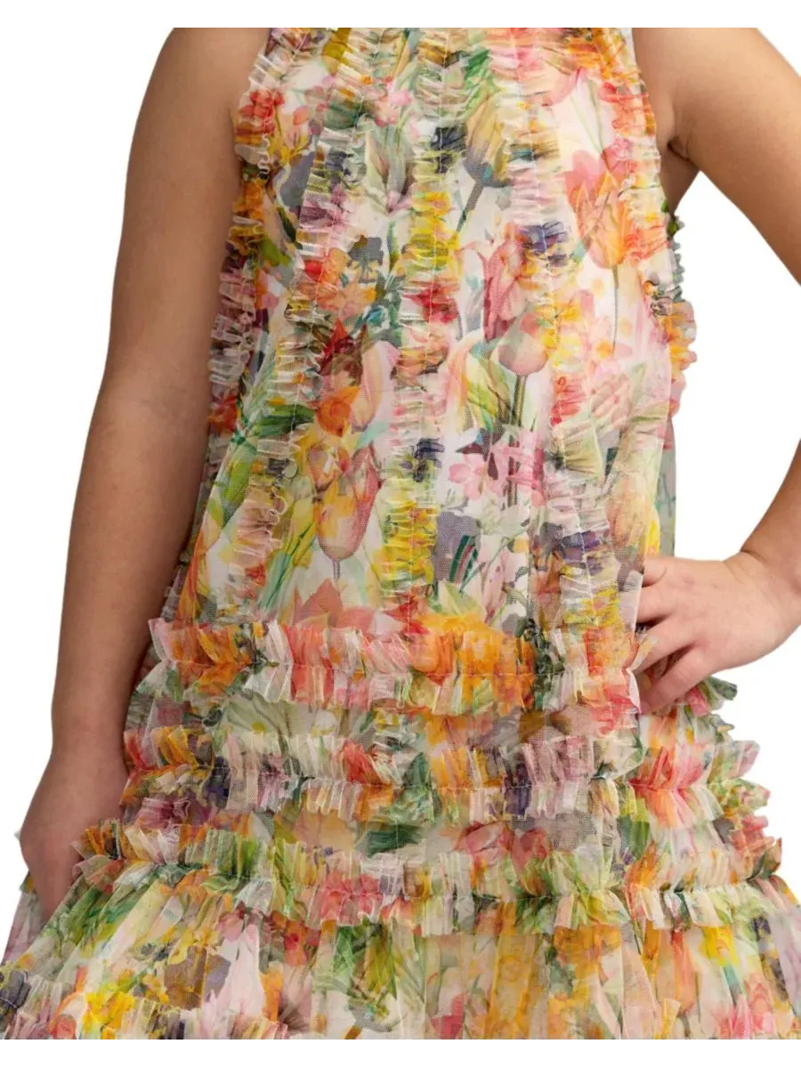 Платье-трапеция из сетки с цветочным принтом, модель Girls Mesh Floral Print A-Line Dress Mac Duggal — изображение 3 из 3