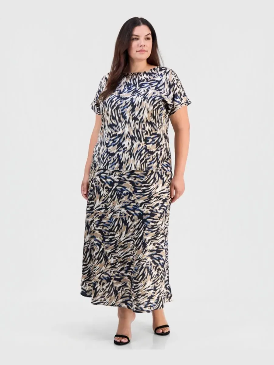 Блуза с лодочным вырезом и коротким рукавом, модель Plus Size Boat-Neck Short-Sleeve Top Anne Klein — изображение 2 из 4