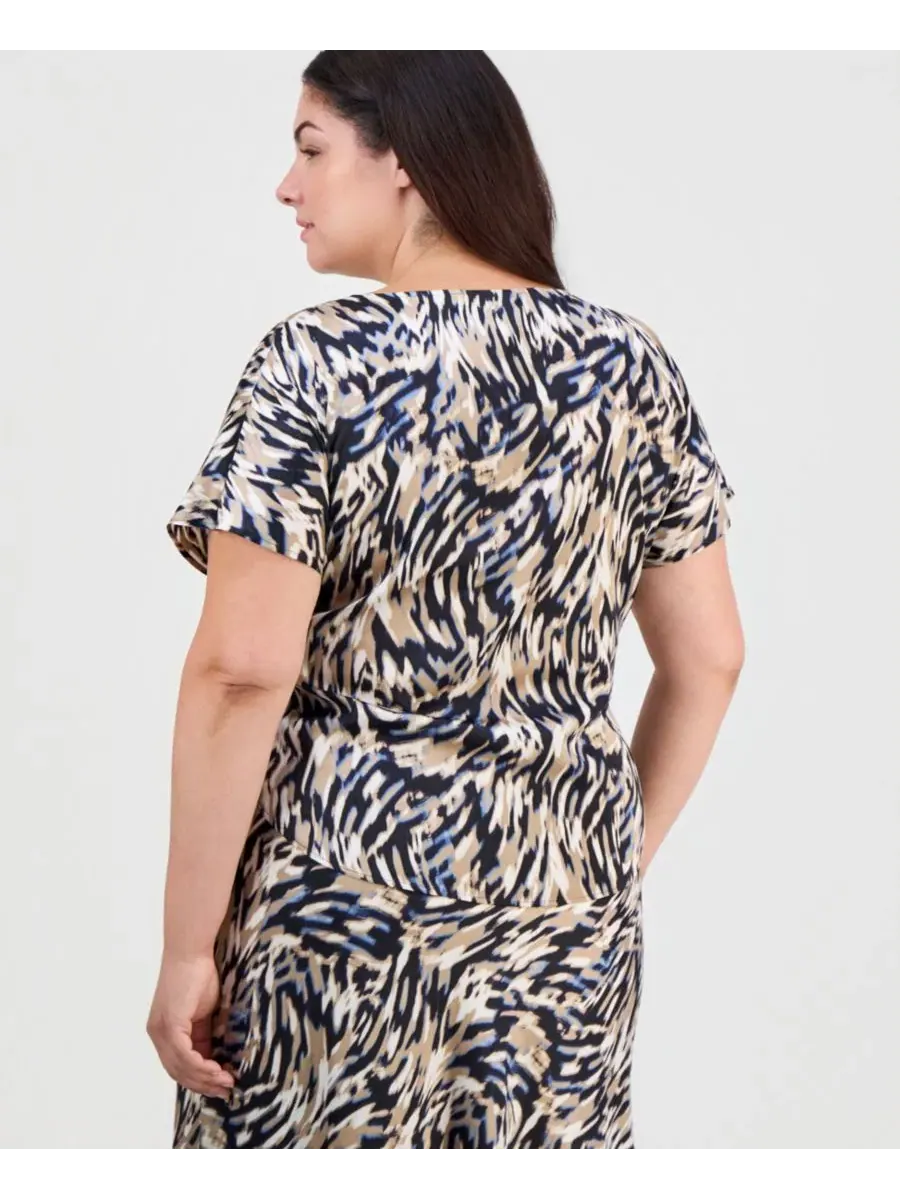 Блуза с лодочным вырезом и коротким рукавом, модель Plus Size Boat-Neck Short-Sleeve Top Anne Klein — изображение 4 из 4