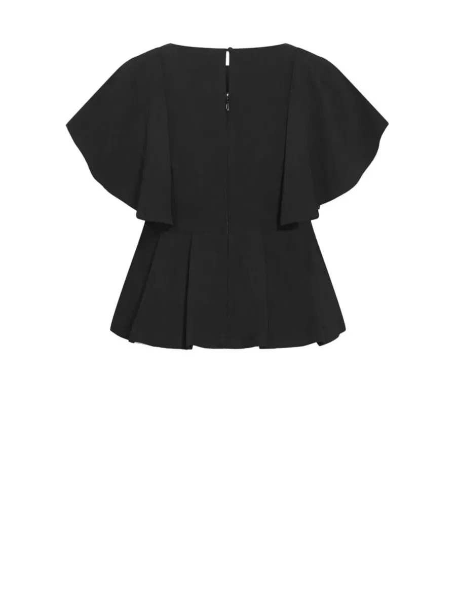 Топ с пеплумом и короткими рукавами-воланами, Plus Size CITY CHIC — изображение 5 из 5, черный