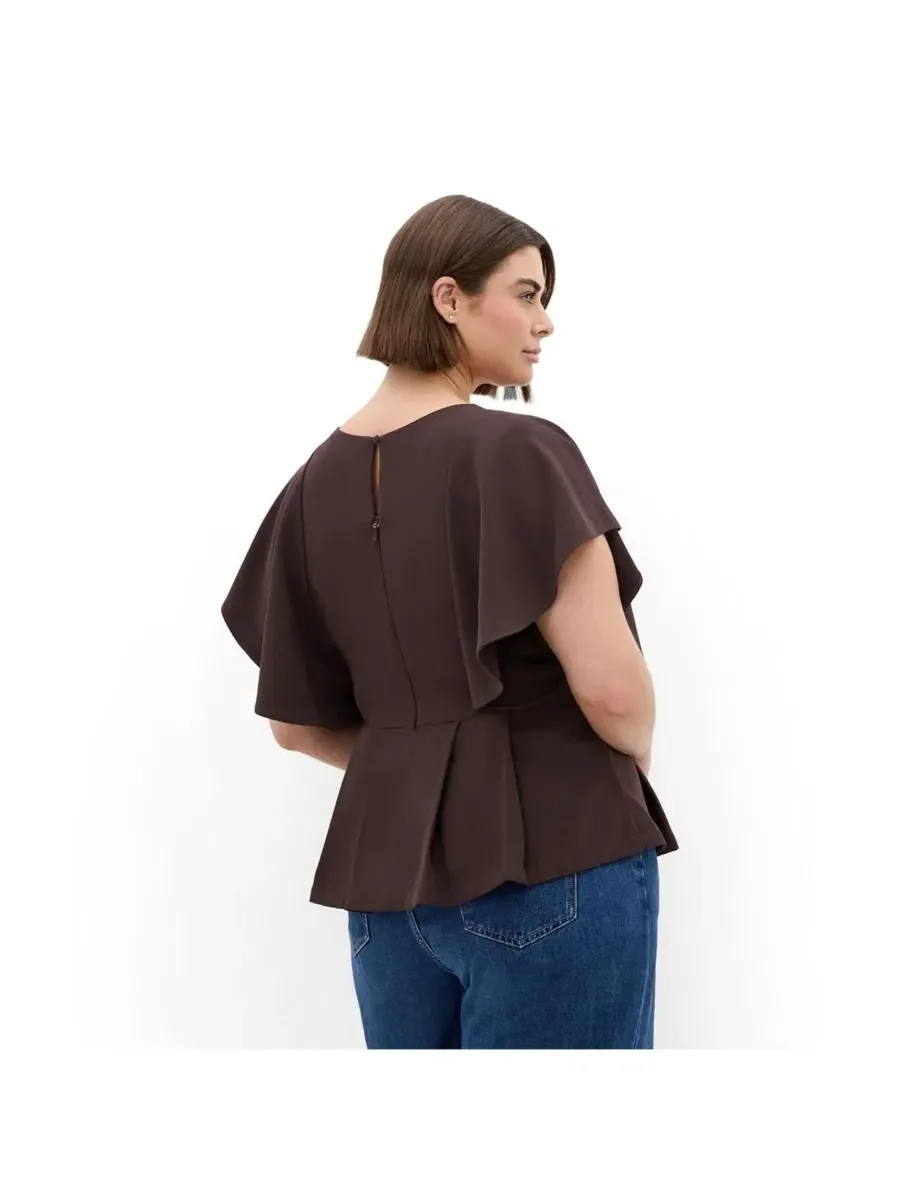 Блуза с пеплумом Cinched Peplum Top, City Chic — изображение 2 из 5, шоколад