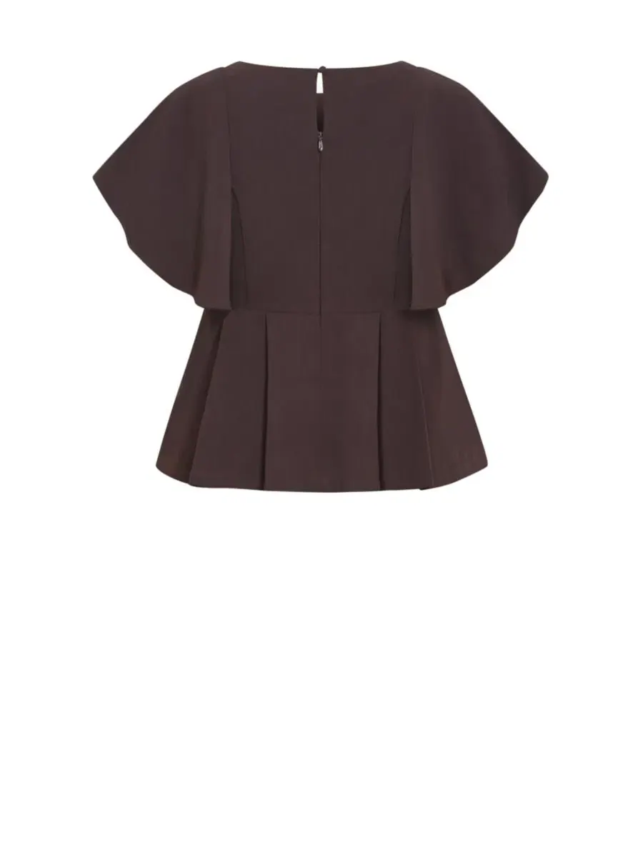 Блуза с пеплумом Cinched Peplum Top, City Chic — изображение 4 из 5, шоколад
