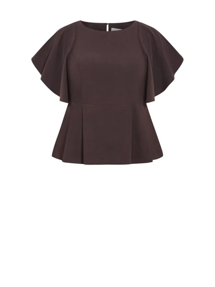 Блуза с пеплумом Cinched Peplum Top, City Chic — изображение 5 из 5, шоколад
