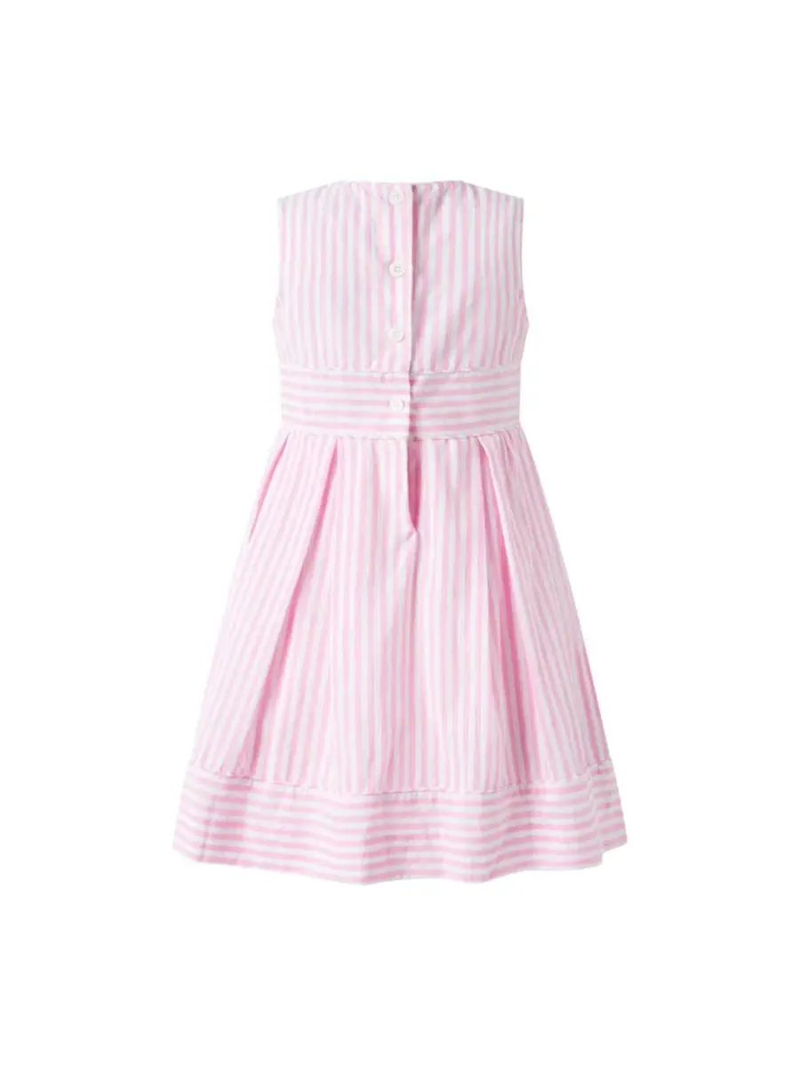 Платье-трапеция из оксфордского хлопка в полоску Pastel Oxford Pleated Stripe Dress Rachel Riley — изображение 2 из 3