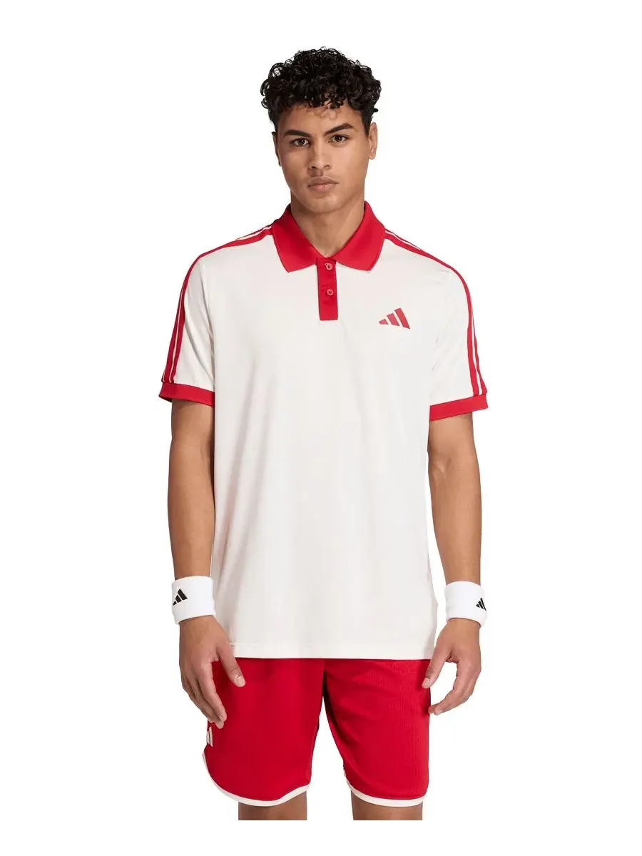 Поло с коротким рукавом Heritage Men's Short-Sleeve Polo Shirt adidas — изображение 1 из 3, белый/красный
