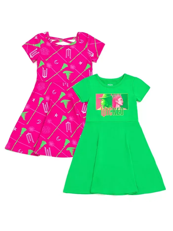 Девочки 2 упаковки платьев-футляров Toddler Girls 2 Pack Skater Dresses Wicked — зеленый