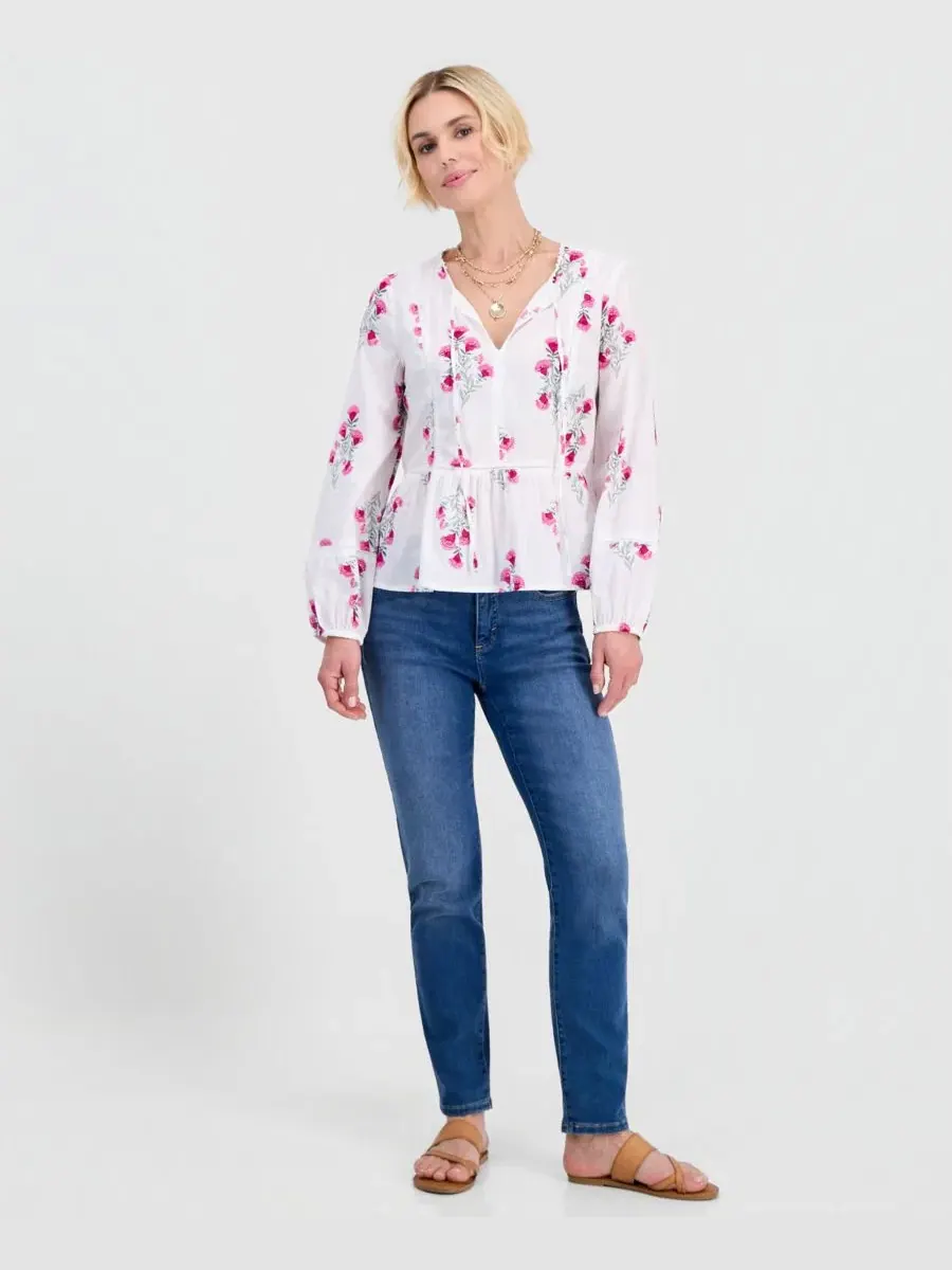 Блуза с пеплумом, цветочной вышивкой Style & Co — изображение 4 из 4, яркий белый