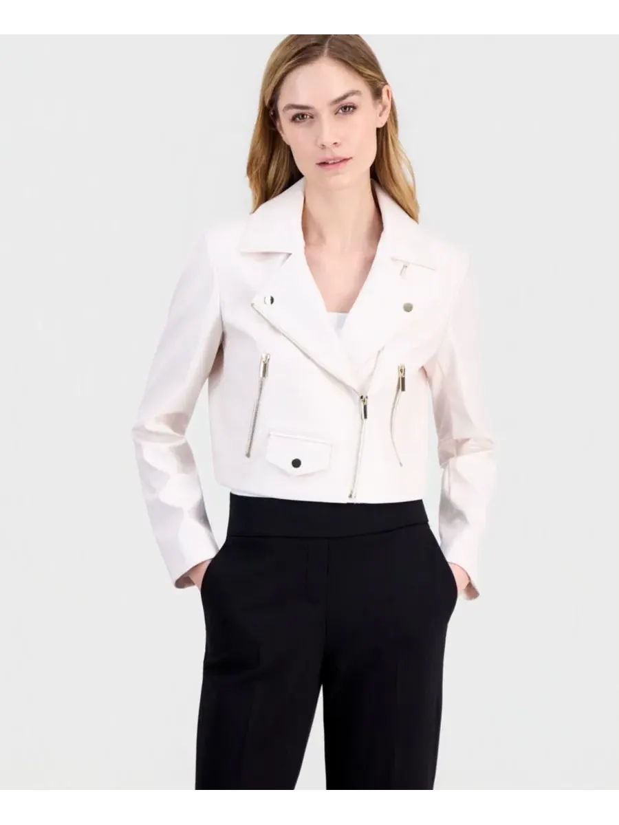 Женская куртка-косуха из экокожи с укороченным кроем Anne Klein