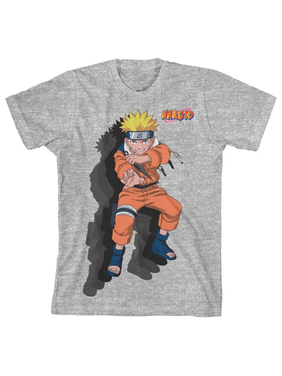 Детская спортивная футболка с коротким рукавом и эффектом тени, размер XL Naruto — серый