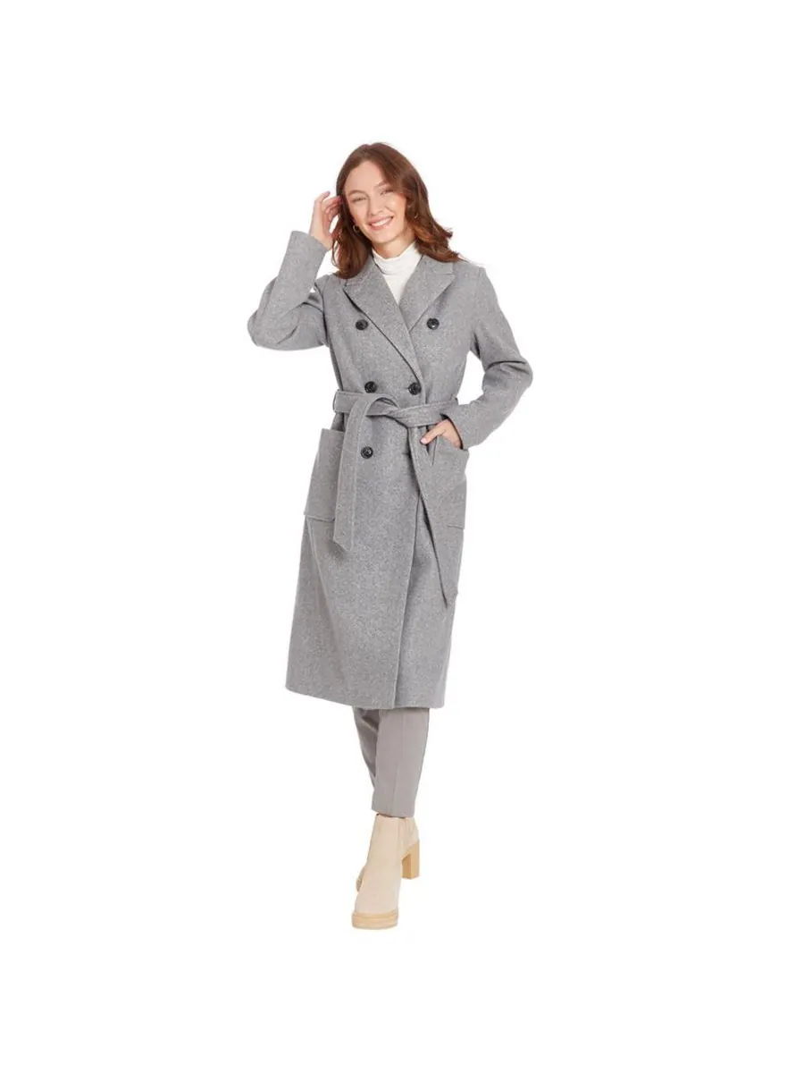Женское двубортное пальто Clara с поясом Frye — изображение 2 из 5, серый