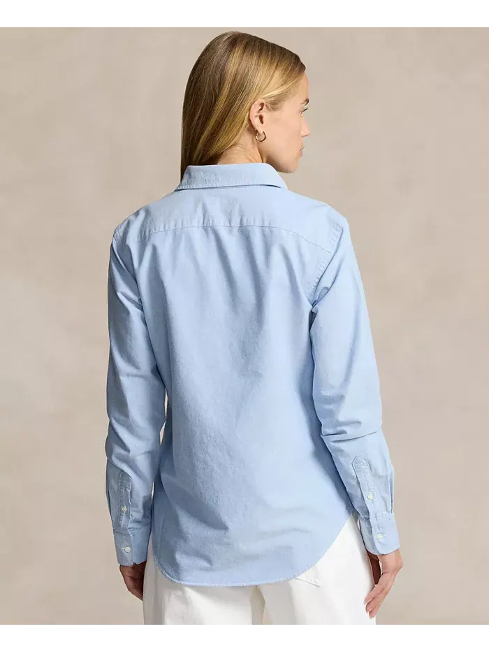 Женская облегающая полосатая рубашка Oxford Polo Ralph Lauren — изображение 2 из 5, синий