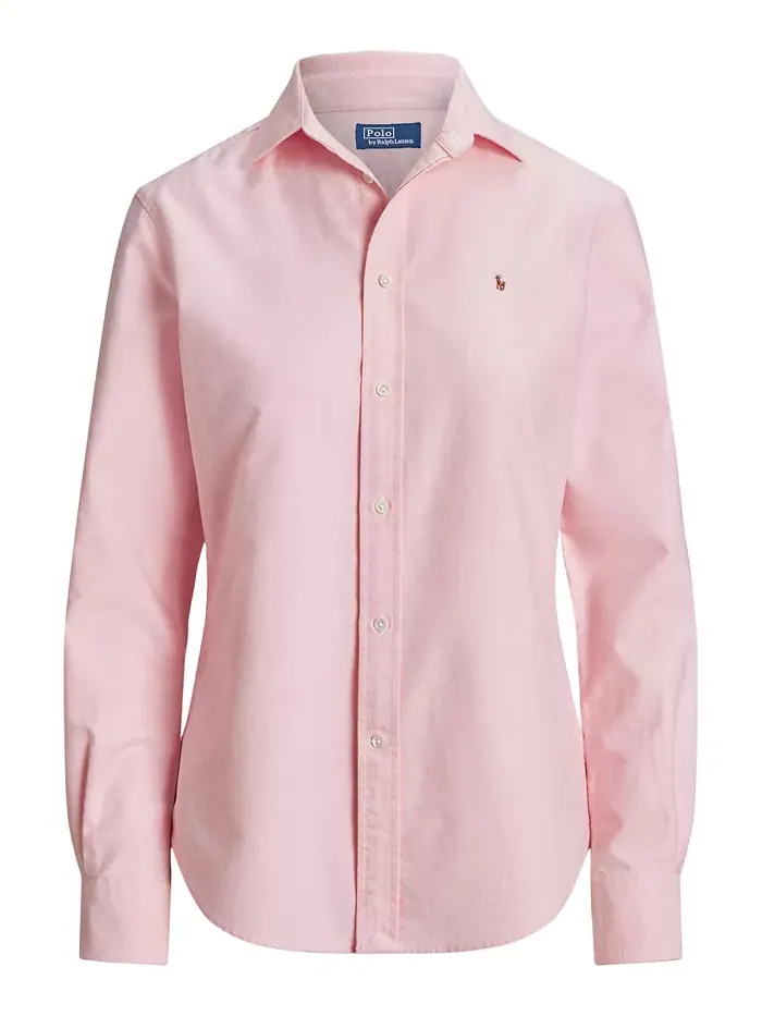 Женская облегающая полосатая рубашка Oxford Polo Ralph Lauren — изображение 5 из 5, розовый