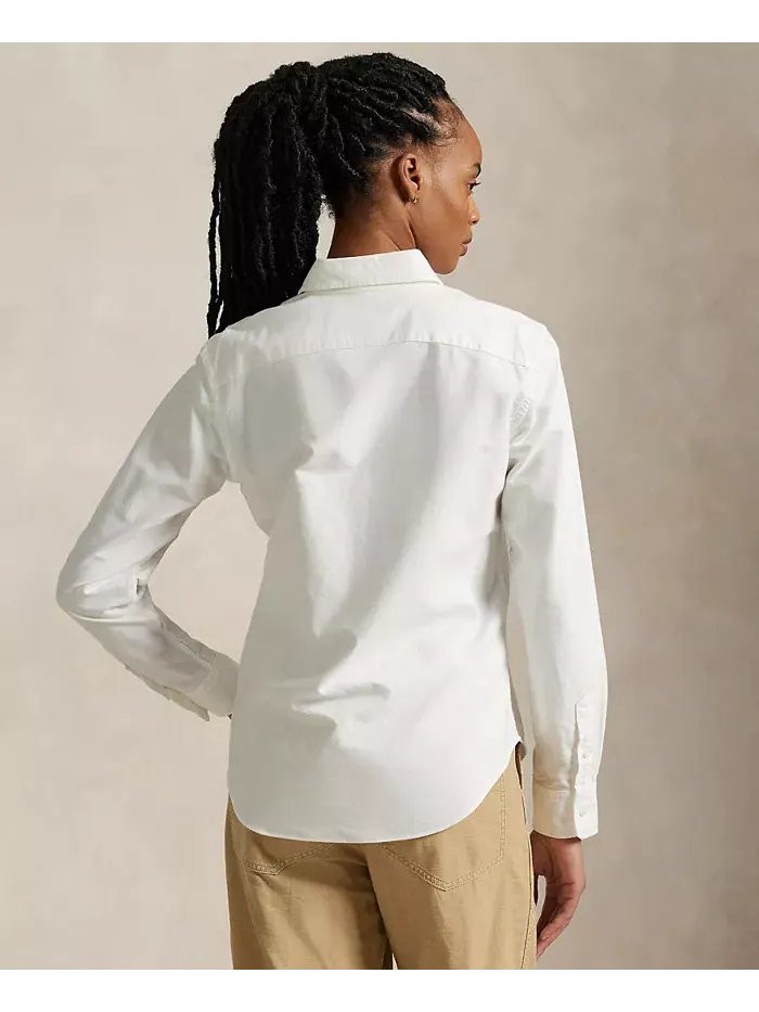 Женская облегающая полосатая рубашка Oxford Polo Ralph Lauren — изображение 2 из 6, белый
