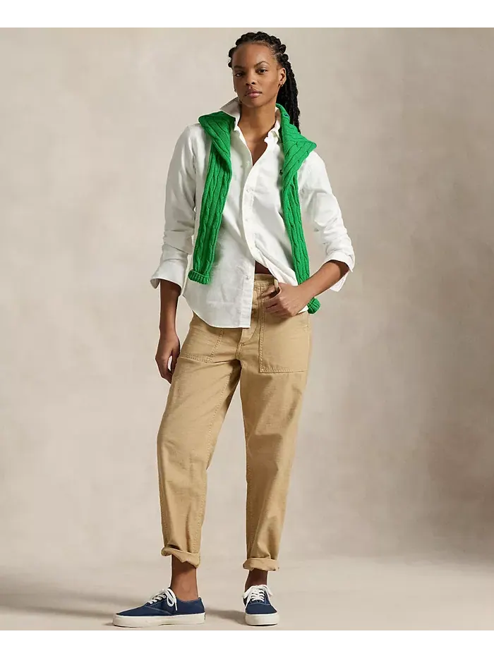 Женская облегающая полосатая рубашка Oxford Polo Ralph Lauren — изображение 5 из 6, белый