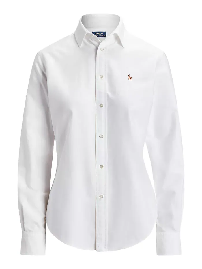 Женская облегающая полосатая рубашка Oxford Polo Ralph Lauren — изображение 6 из 6, белый
