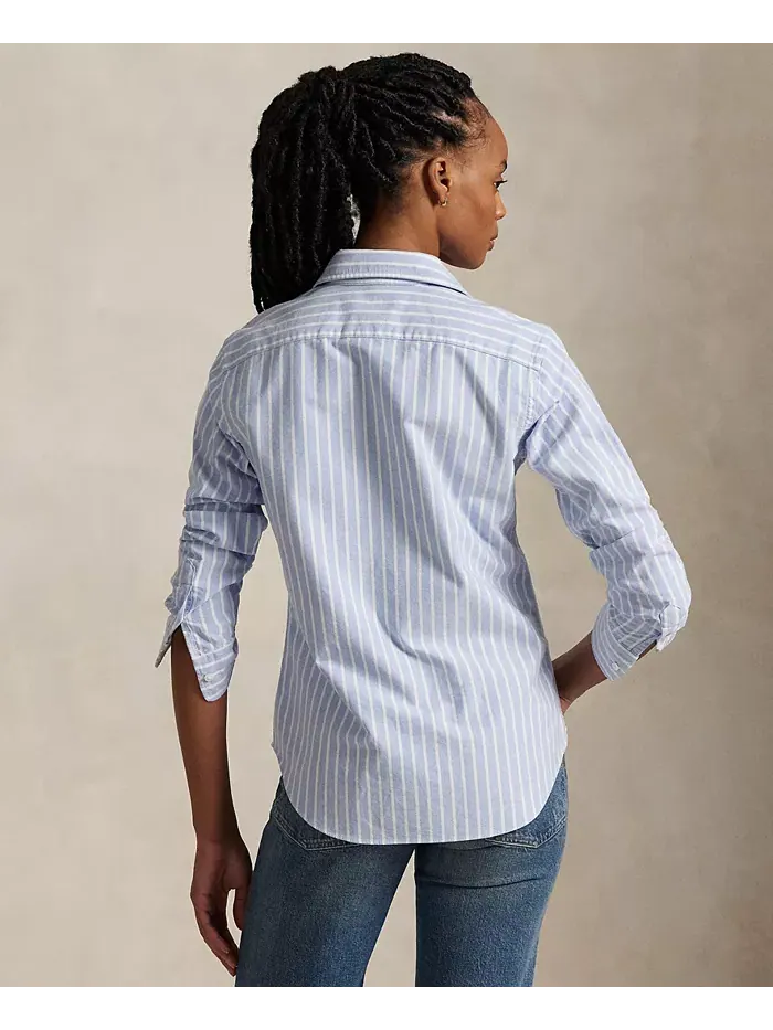 Женская облегающая полосатая рубашка Oxford Polo Ralph Lauren — изображение 2 из 5, синий/белый