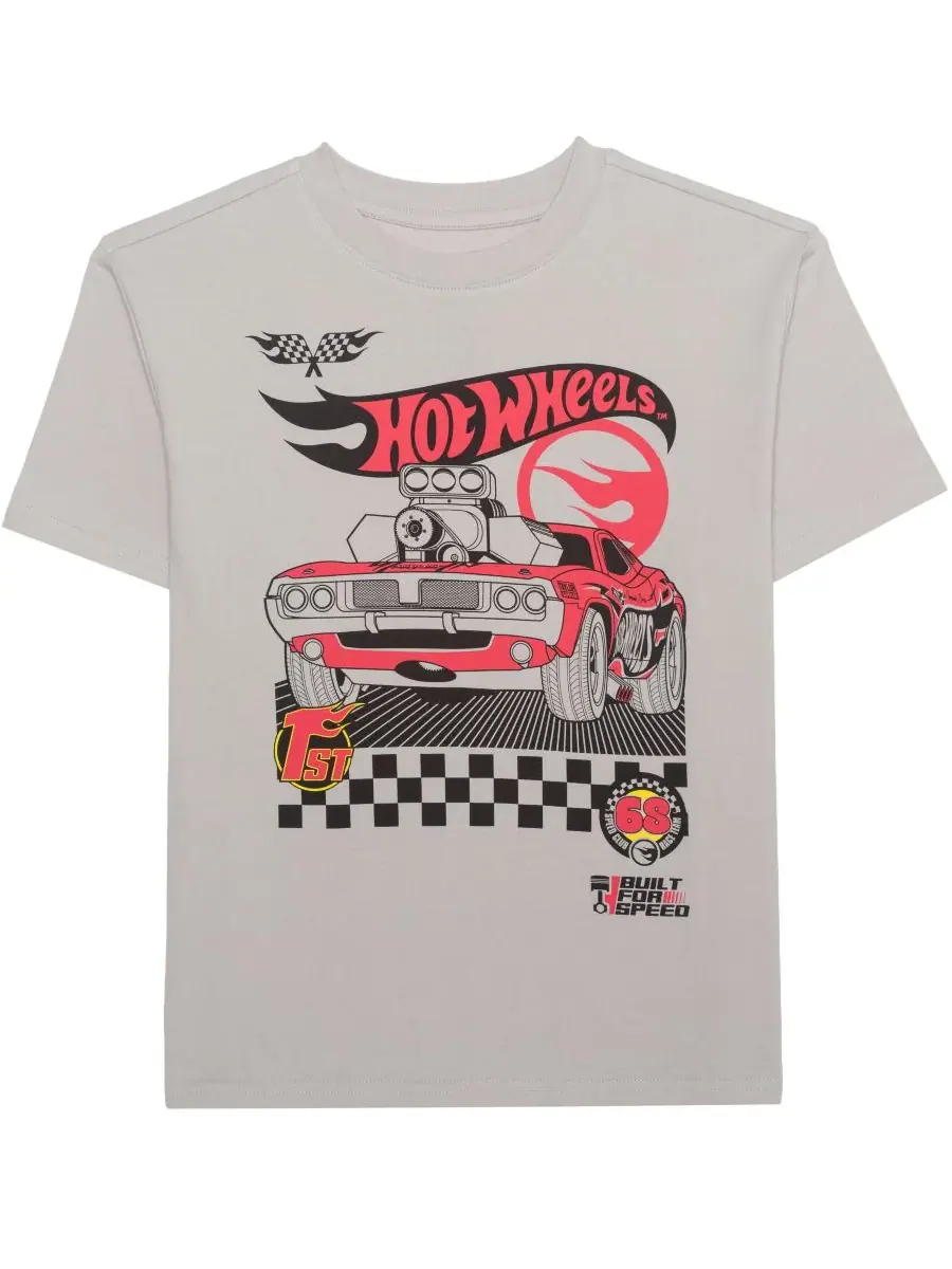 Детская футболка с круглым вырезом Legends Tour для мальчиков 5-20 лет Hot Wheels — серый