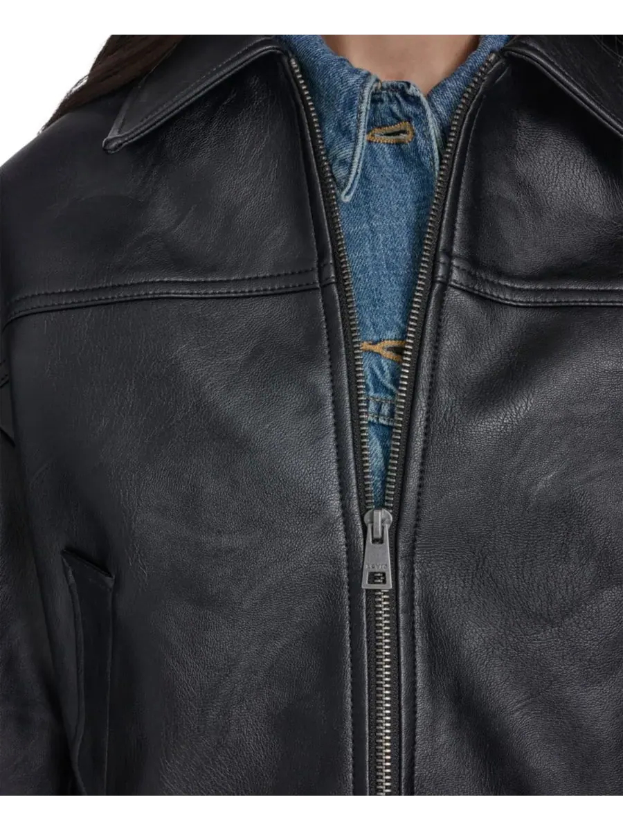 Женская куртка с отложным воротником и застежкой-молнией спереди Levi's — изображение 4 из 5, черный