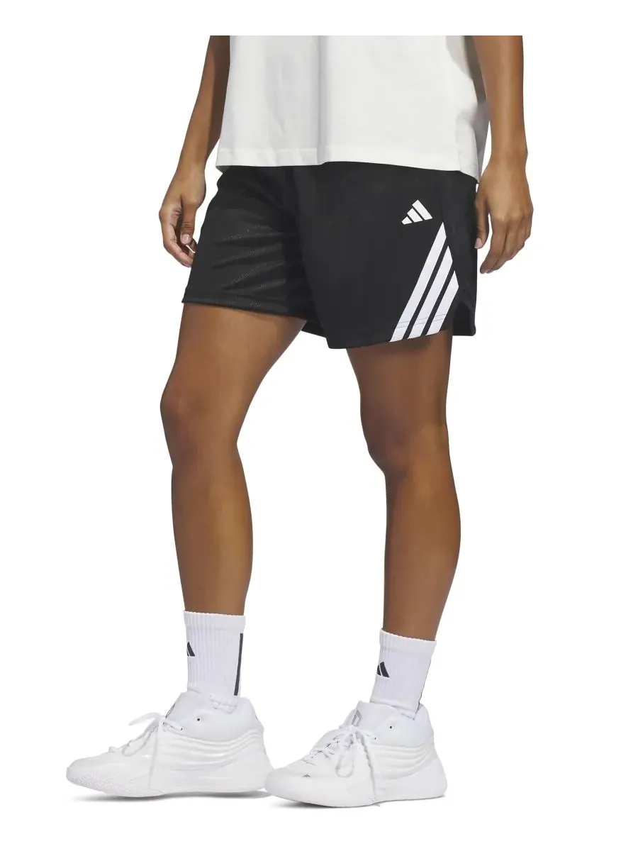 Женские баскетбольные шорты с тремя полосками Adidas — изображение 1 из 9, черный
