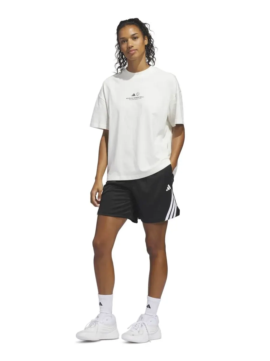 Женские баскетбольные шорты с тремя полосками Adidas — изображение 2 из 9, черный