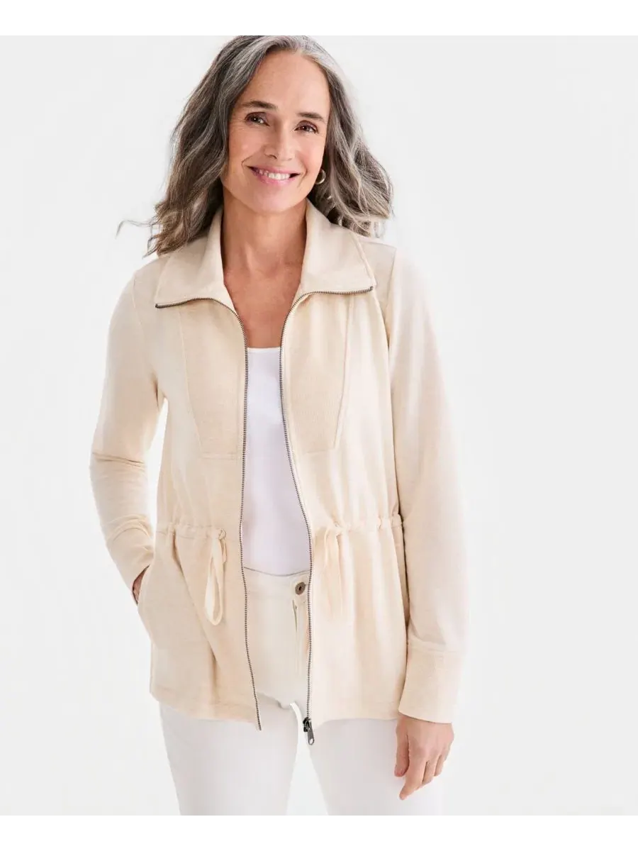 Женская куртка на молнии LuxLounge French Terry Oatmeal Heather Style & Co