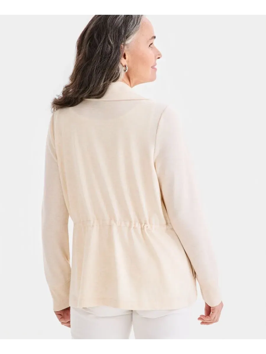 Женская куртка на молнии LuxLounge French Terry Oatmeal Heather Style & Co — изображение 4 из 4, овсяный