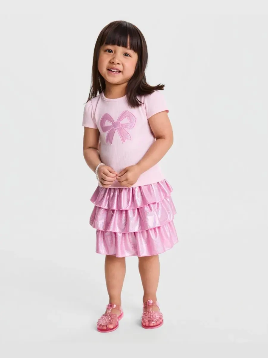 Комплект из футболки и шорт-юбки с блестками, модель Sparkle Tiered Skort Epic Threads