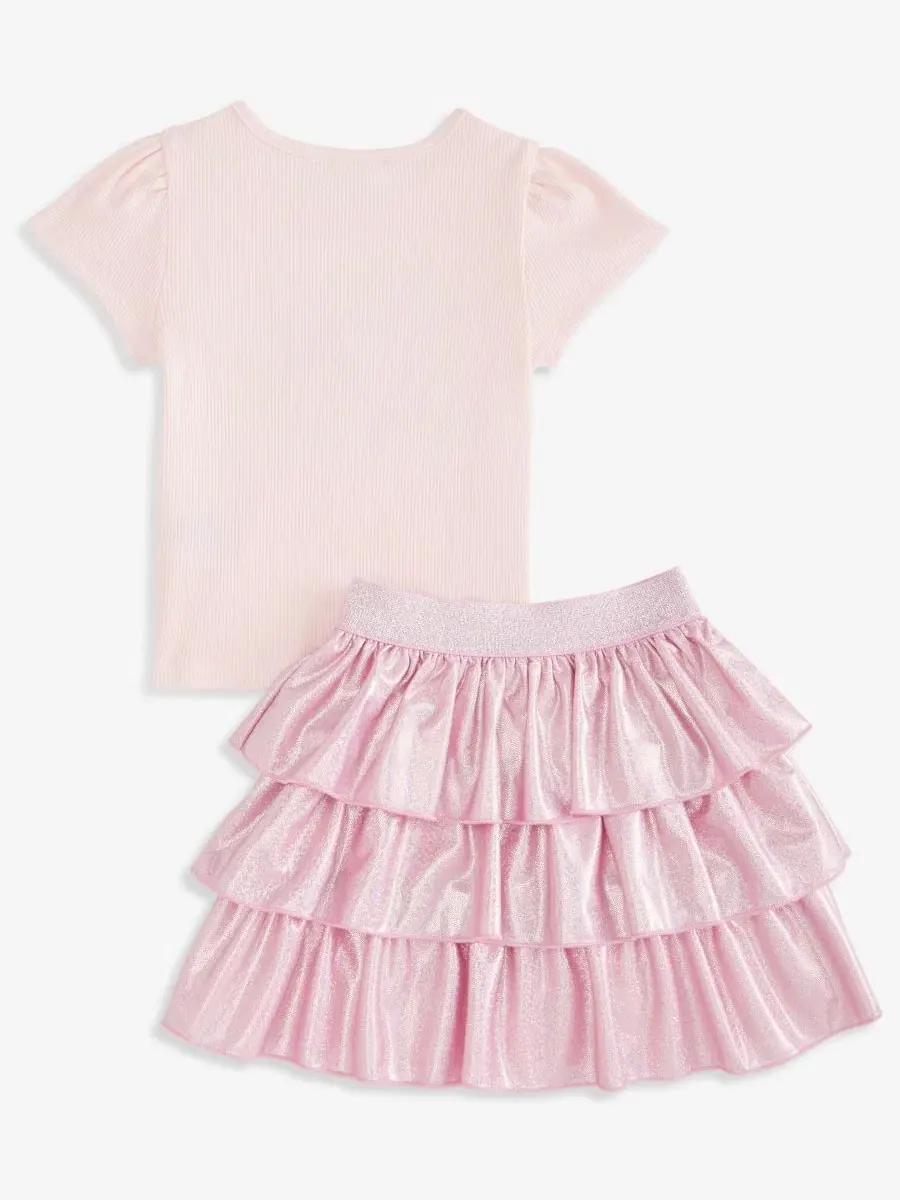 Комплект из футболки и шорт-юбки с блестками, модель Sparkle Tiered Skort Epic Threads — изображение 4 из 5, бежевый