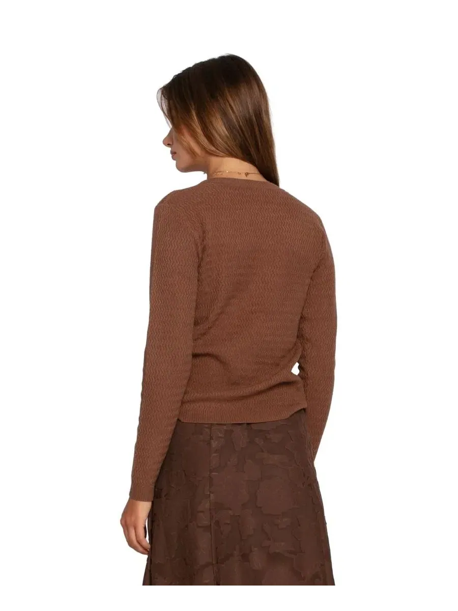 Женский топ с длинным рукавом, фактурный, Frankie Textured Knitted Belle & Bloom — изображение 3 из 5, шоколад