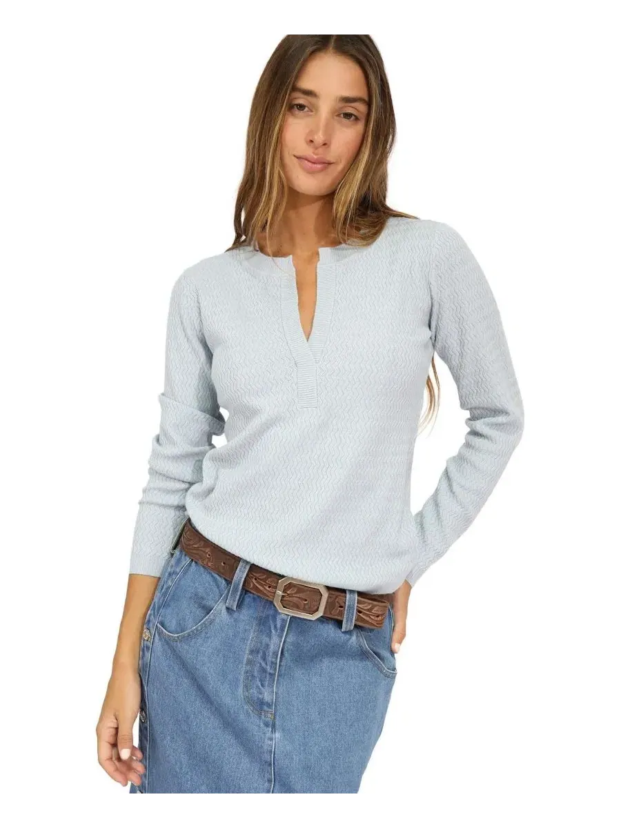 Джемпер с v-образным вырезом Frankie Textured Knitted Long Sleeve Top Belle & Bloom