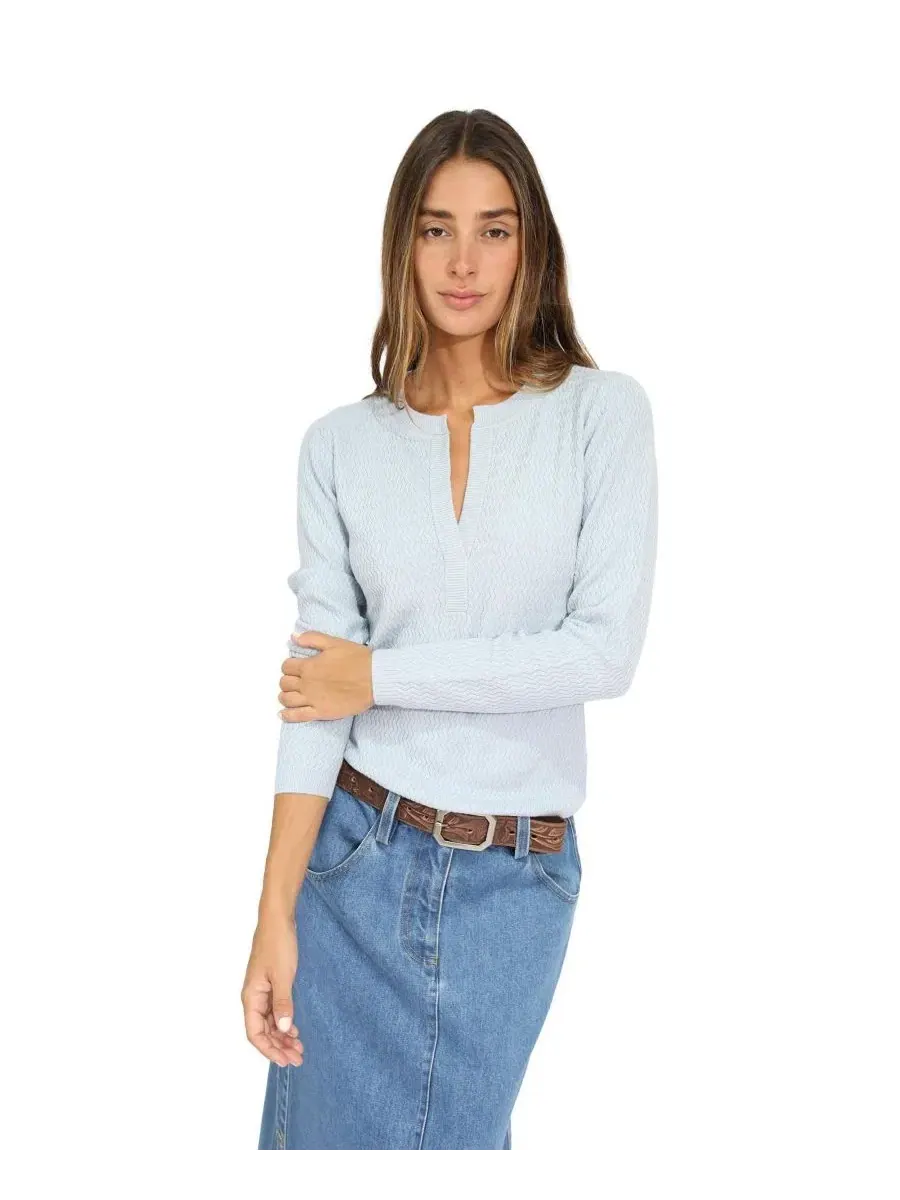 Джемпер с v-образным вырезом Frankie Textured Knitted Long Sleeve Top Belle & Bloom — изображение 2 из 5