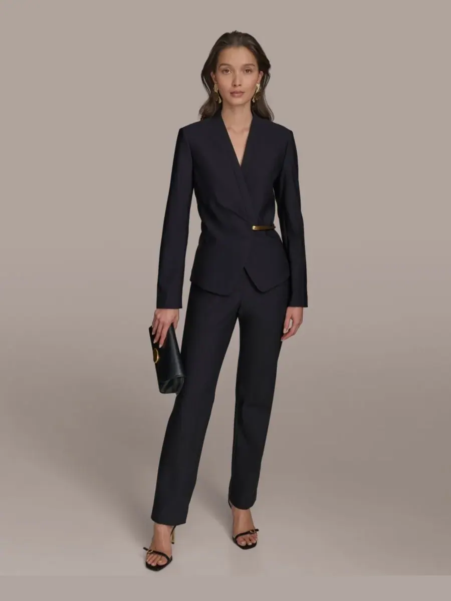 Женская куртка-халат без воротника Donna Karan New York — изображение 5 из 7, черный