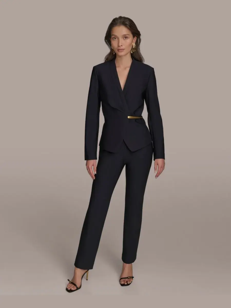 Женская куртка-халат без воротника Donna Karan New York — изображение 6 из 7, черный