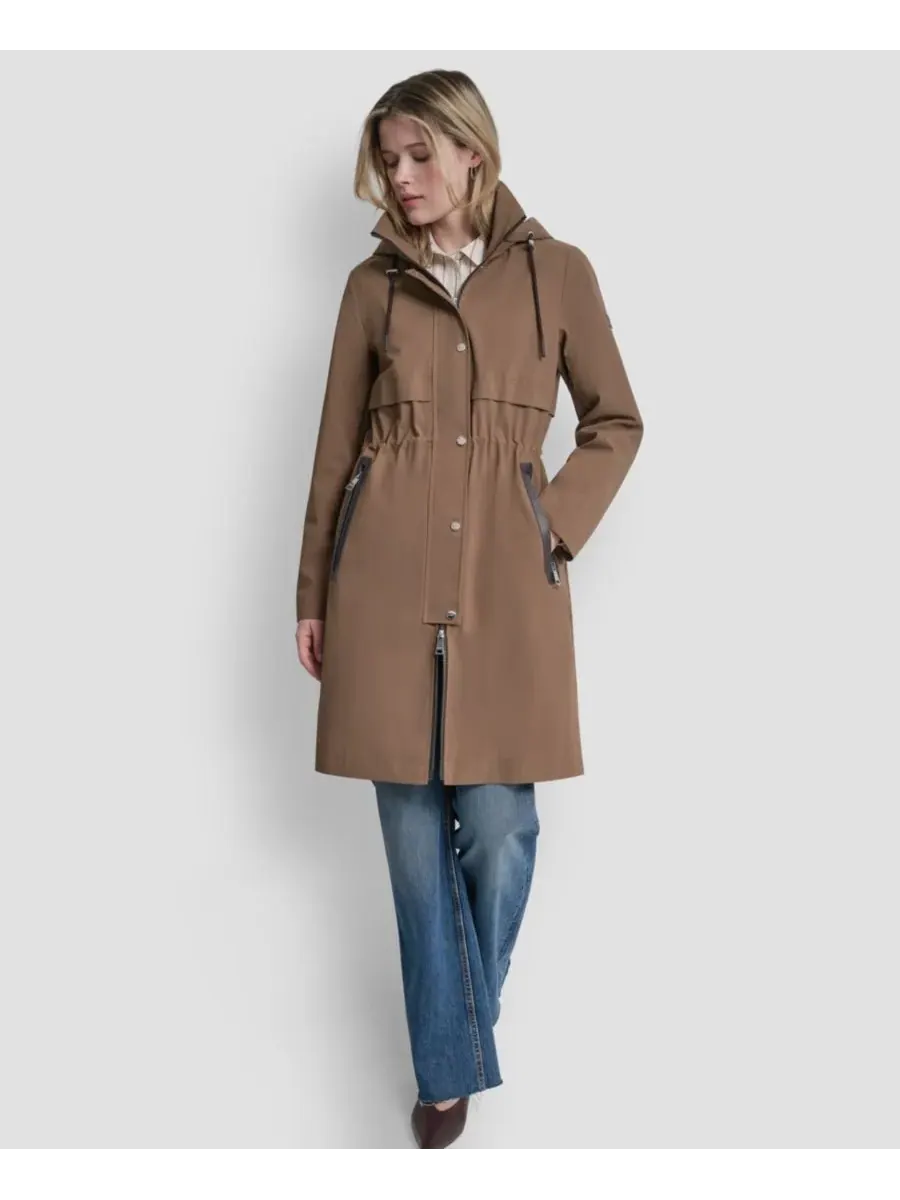 Женская куртка-анорак с отделкой из искусственной кожи DKNY — изображение 2 из 6, коричневый