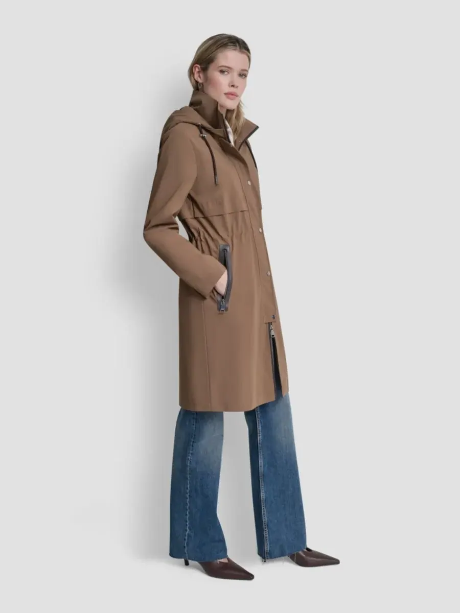 Женская куртка-анорак с отделкой из искусственной кожи DKNY — изображение 3 из 6, коричневый