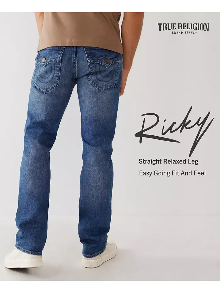 Мужские джинсы Ricky прямого кроя с задними накладными карманами True Religion — изображение 3 из 3, черный