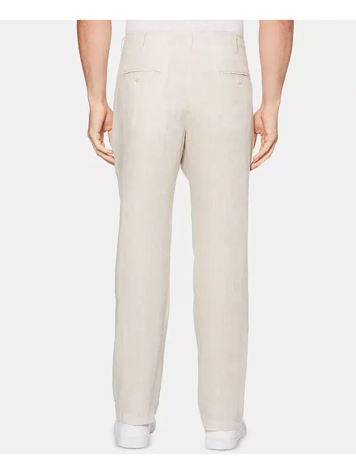 Мужские классические брюки из 100% льна на шнурке Perry Ellis — 2