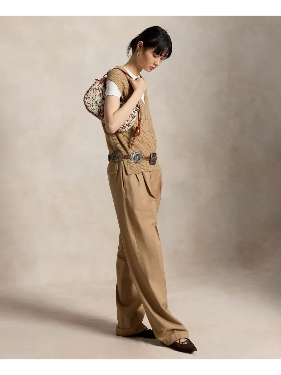 Женский жилет без рукавов с V-образным вырезом, модель Collection Camel Melange Polo Ralph Lauren — изображение 2 из 6