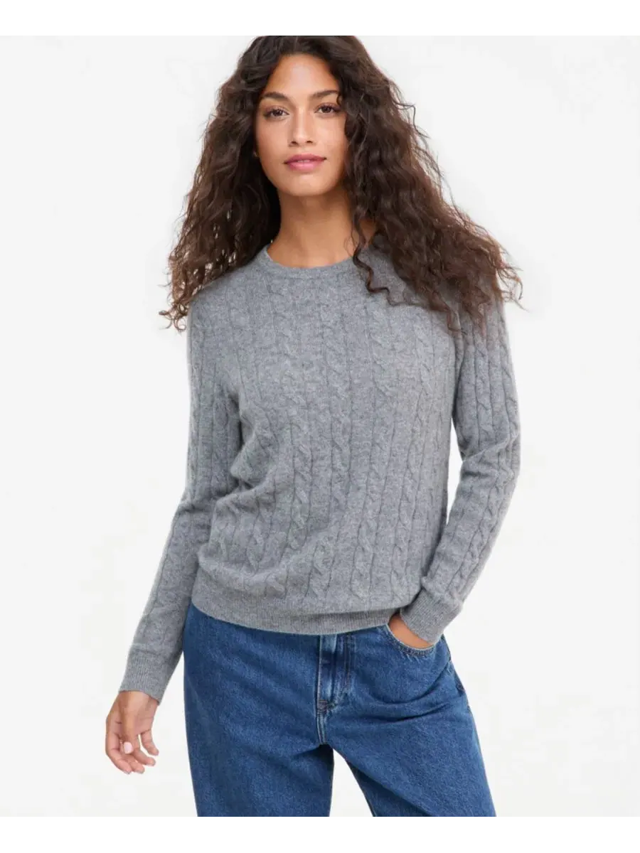 Свитер из кашемира с косами и круглым вырезом, модель Petite Cable-Knit Crewneck Charter Club
