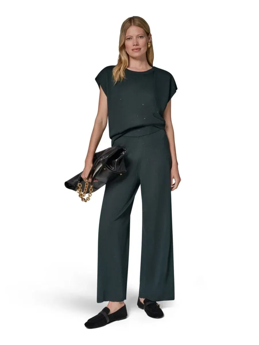 Брюки широкие с пайетками Donna Karan New York — изображение 2 из 7, черный