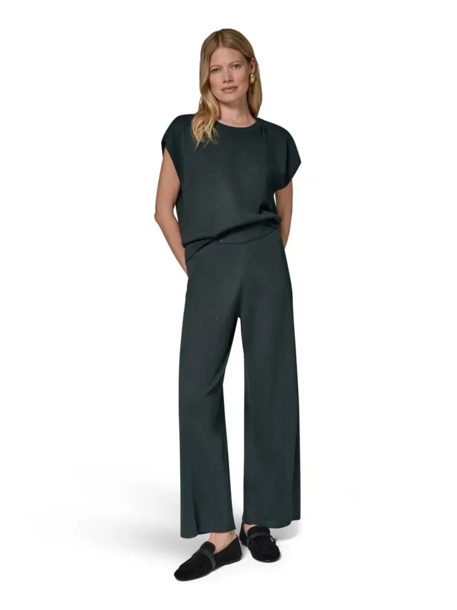 Брюки широкие с пайетками Donna Karan New York — изображение 3 из 7, черный