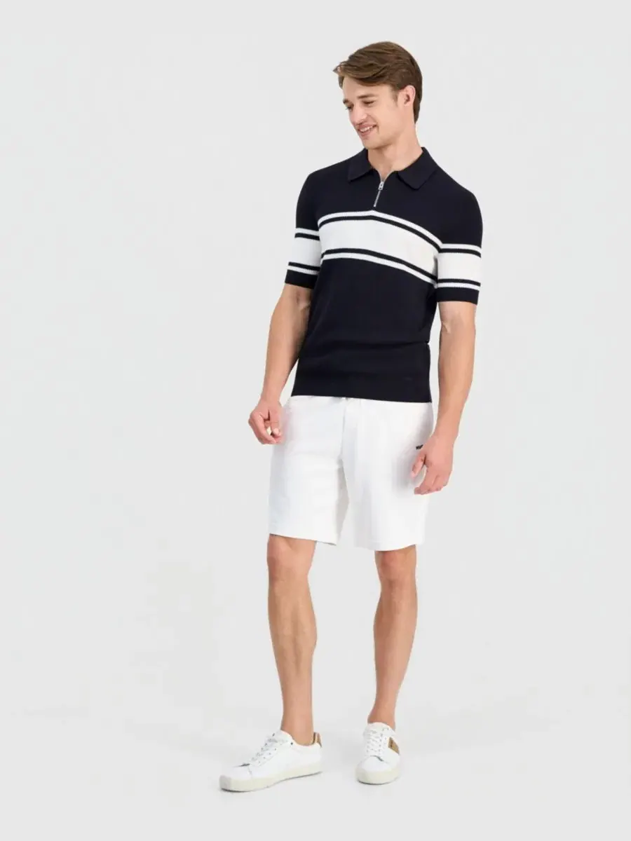 Полочная рубашка-поло с контрастными вставками, Sholton Colorblock Zipper Hugo Boss — изображение 2 из 4, синий