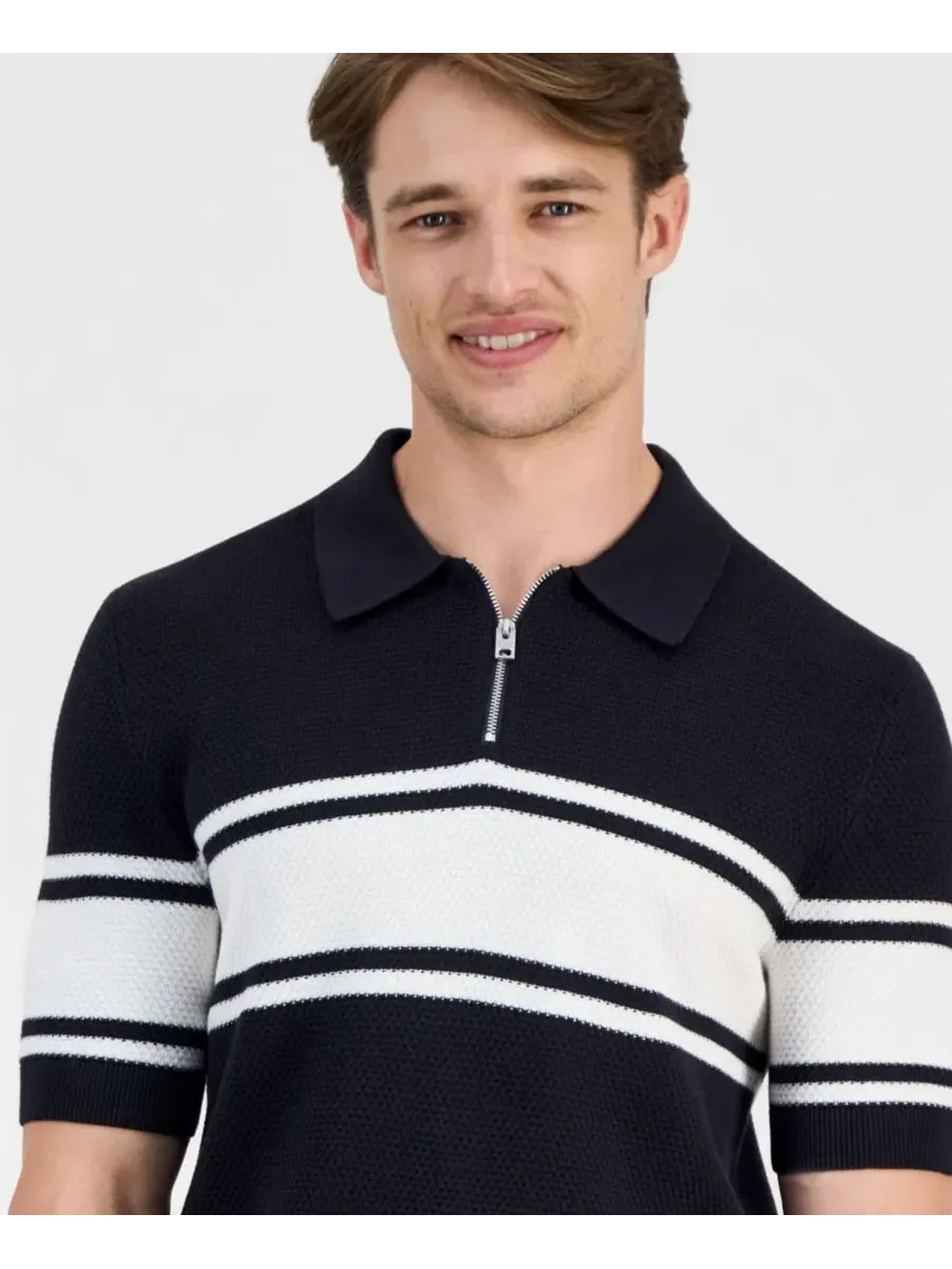 Полочная рубашка-поло с контрастными вставками, Sholton Colorblock Zipper Hugo Boss — изображение 3 из 4, синий