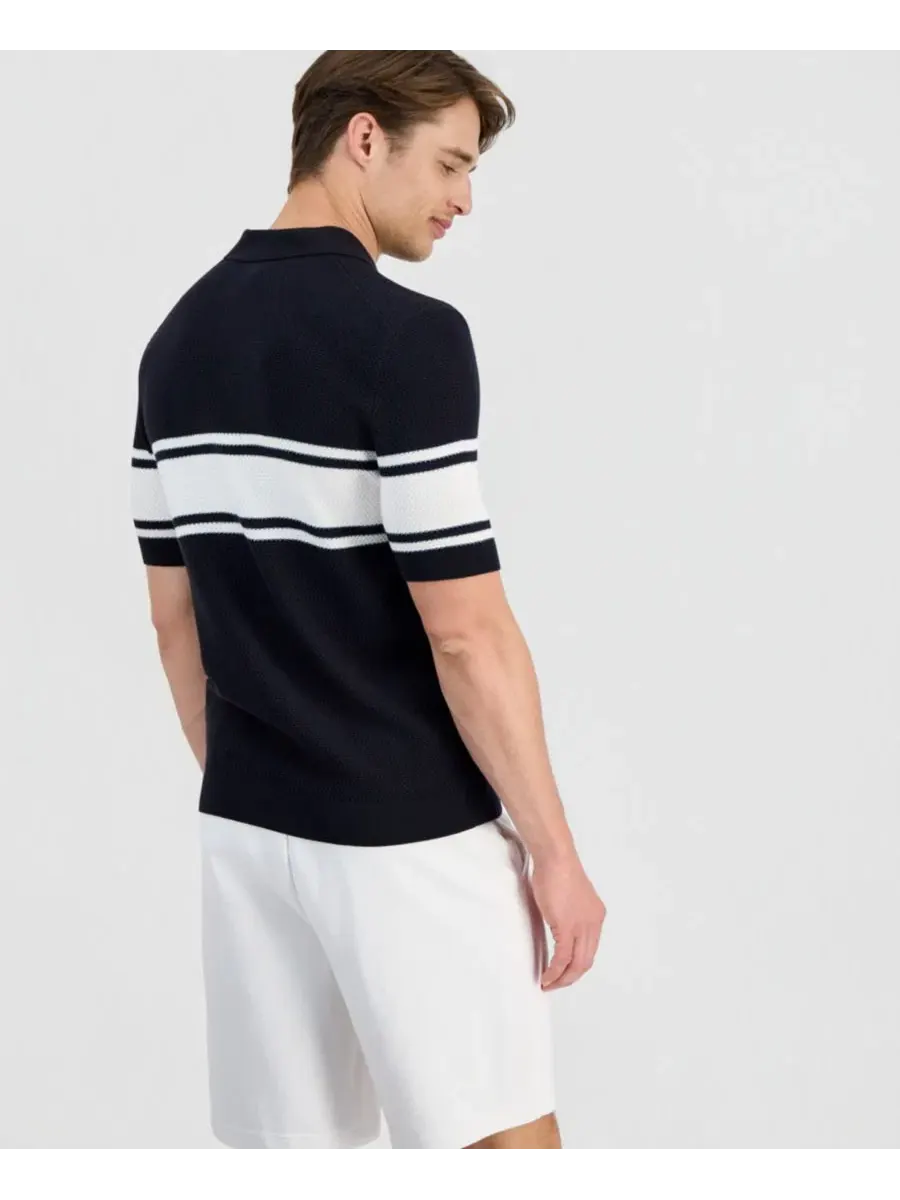 Полочная рубашка-поло с контрастными вставками, Sholton Colorblock Zipper Hugo Boss — изображение 4 из 4, синий