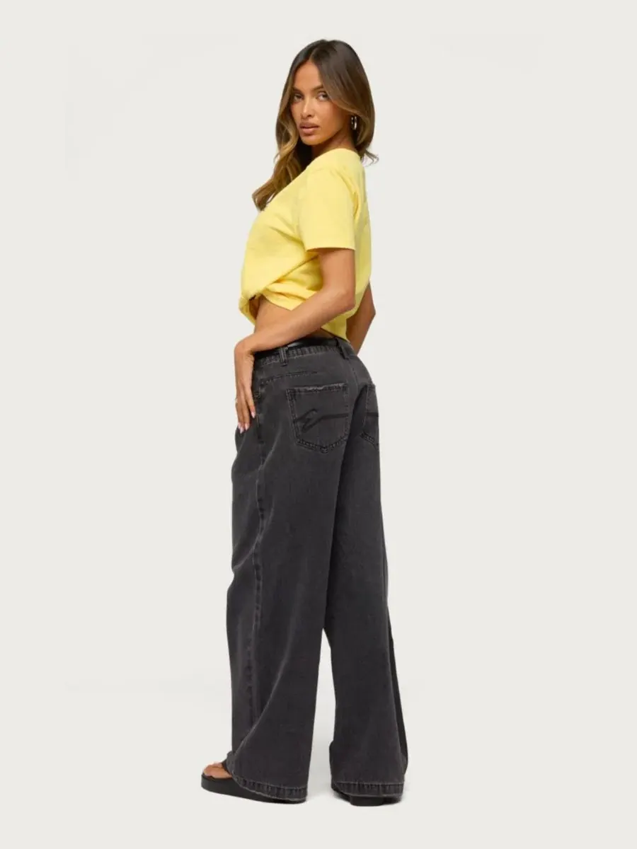 Джинсы свободного кроя с заниженной посадкой Nichol Low Rise Baggy Edikted — изображение 2 из 5, черный