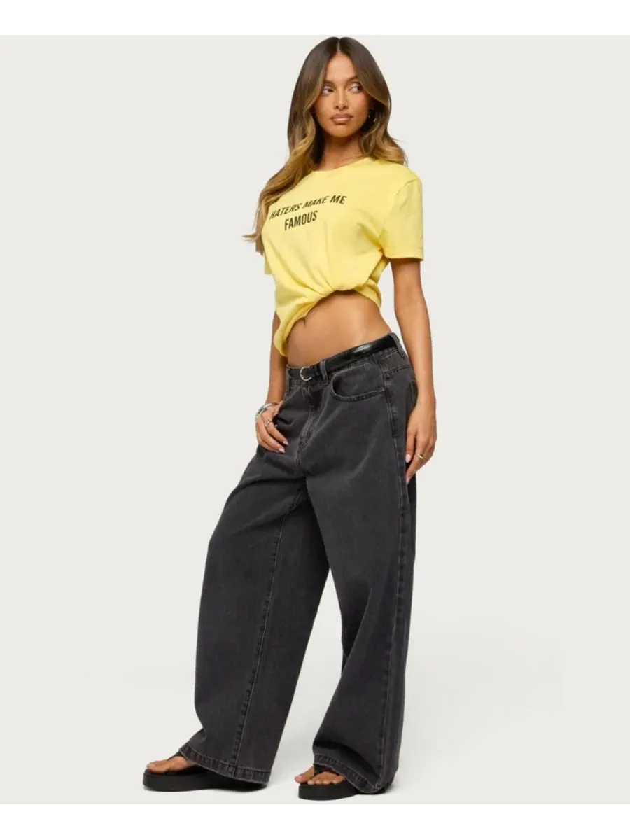 Джинсы свободного кроя с заниженной посадкой Nichol Low Rise Baggy Edikted — изображение 3 из 5, черный