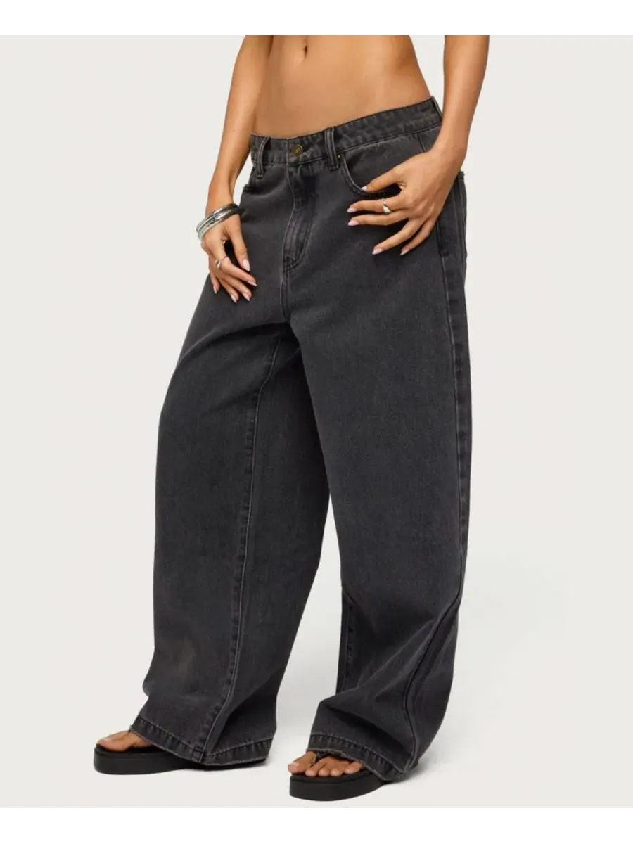 Джинсы свободного кроя с заниженной посадкой Nichol Low Rise Baggy Edikted — изображение 4 из 5, черный